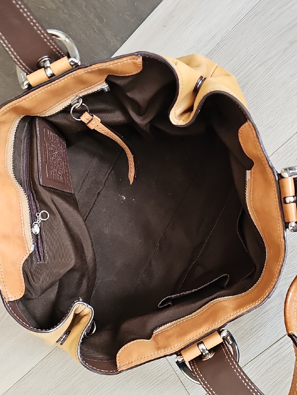 Coach F13109 Soho Buckle Two Tone Tan Leather Satchel Shoulder Bag - Picture 10 of 15